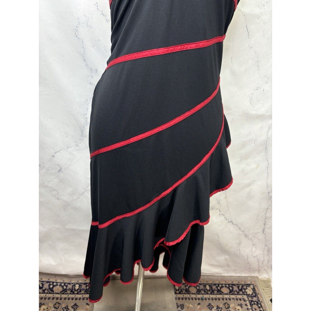 Vintage Y2k Asymmetrical Venus Dress S Halter Ruffled Tiered Hi Lo Black Bratz - Picture 13 of 16